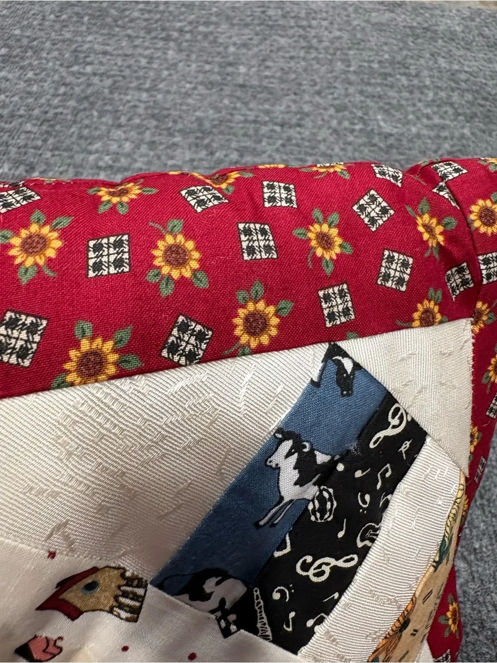 Red Patchwork Heart Holiday Accent Pillow